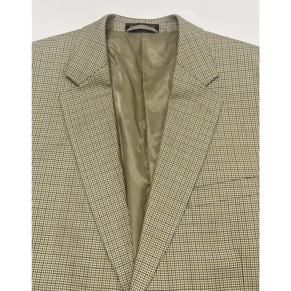 Bert Pulitzer Silk Wool Jacket Beige Multicolor Houndstooth Blazer Men’s Sz 46L
